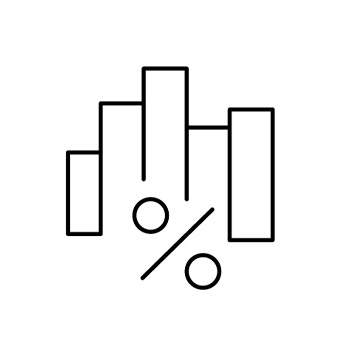 line icon of percentage graph