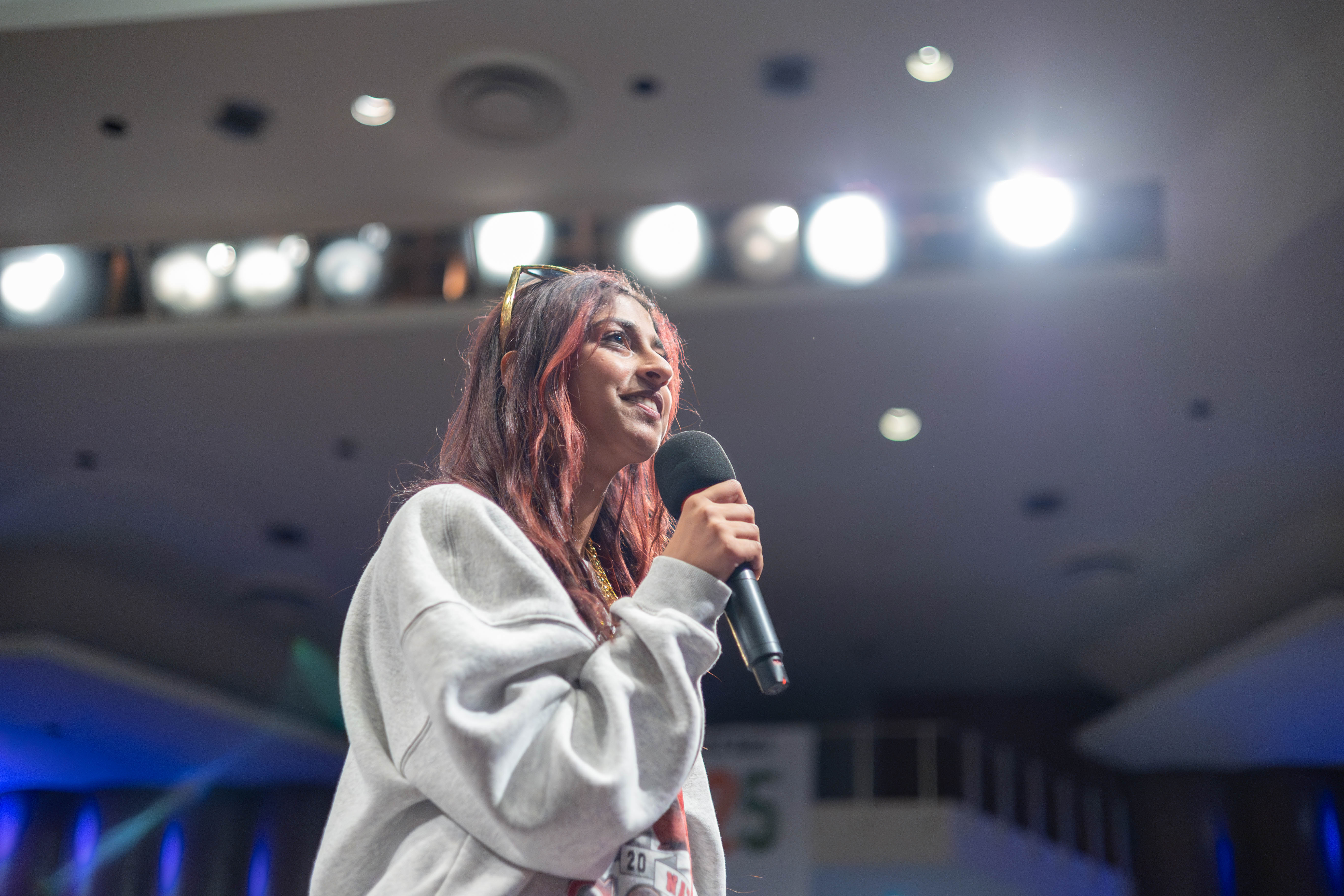 Students on stage during HSLC event.