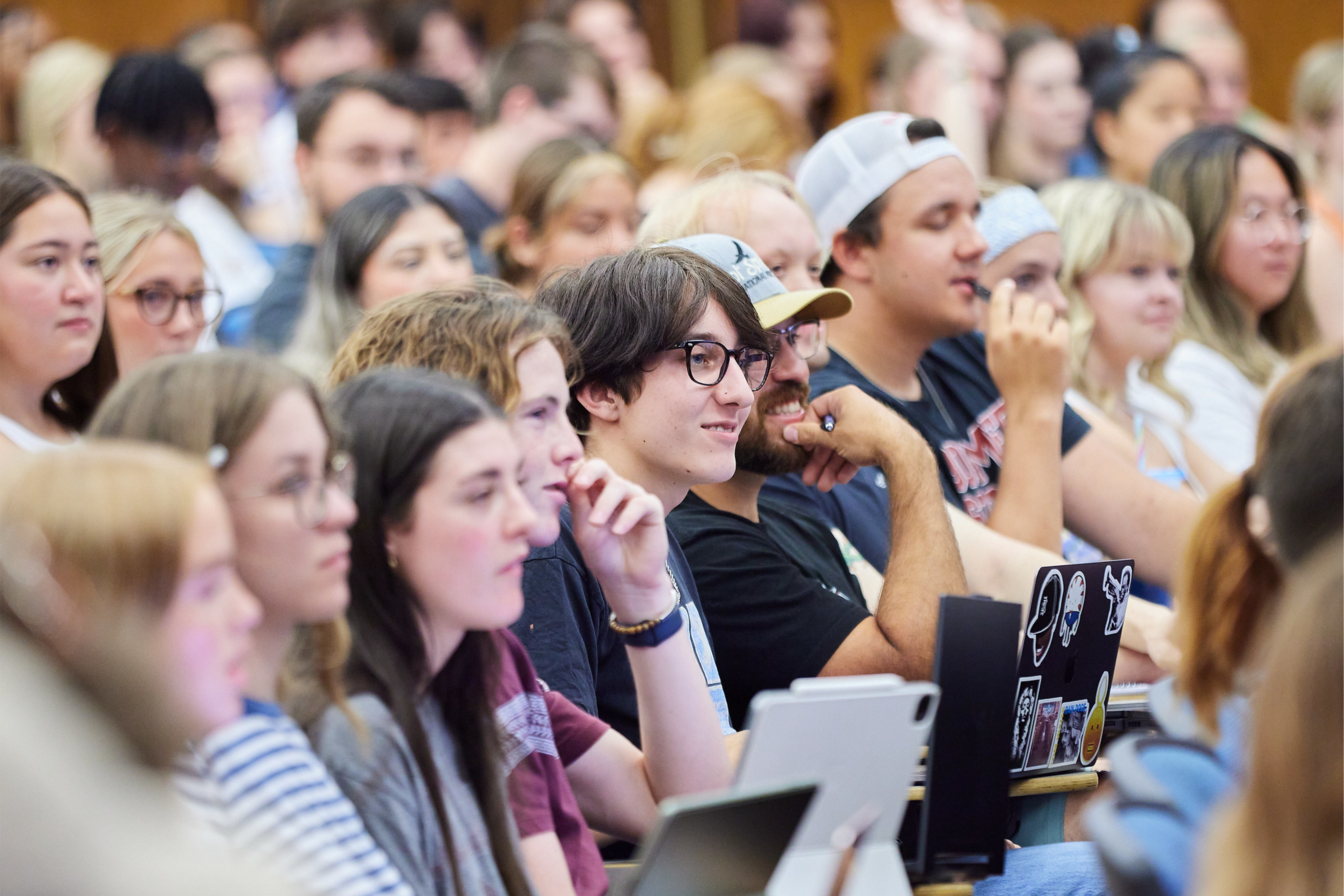 Students in a lecture hall for an educational training. 