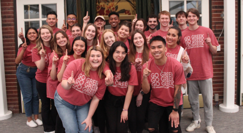 Students posing for a group photo at the FSPS Leadership Retreat. 