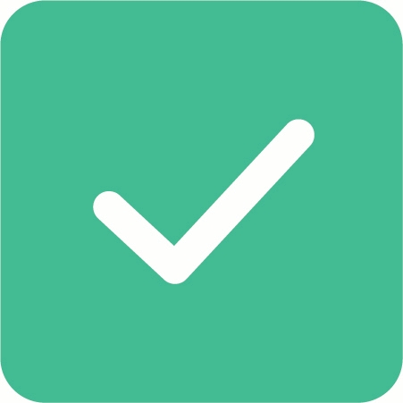 Green box with a checkmark.