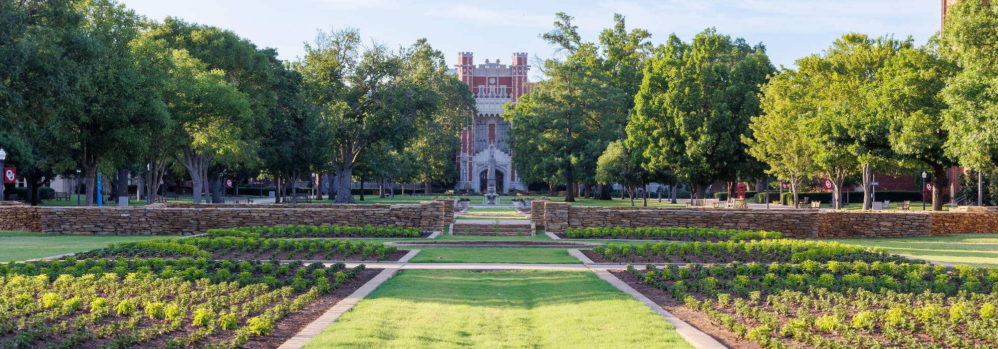 Image placeholder with text describing the dimensions, file size, and file type recommended by the OU Web Team. Instructions include: Place Your Image Here; Please ensure that your image upload meets all of these requirements: File size maximum of 300kb, Image dimensions of 2000 x 750 pixels, and the file type JPEG or JPG. Text overlays a crimson and white striped background.