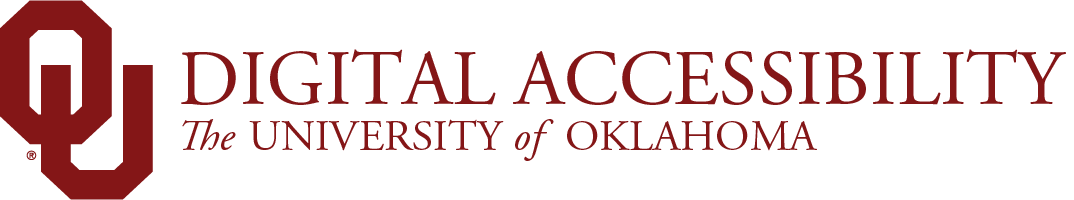 Interlocking O U, Digital Accessibility, The University of Oklahoma website wordmark.