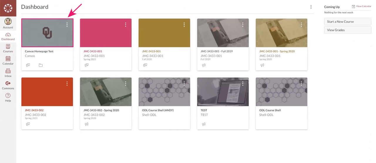course image on Canvas dashboard