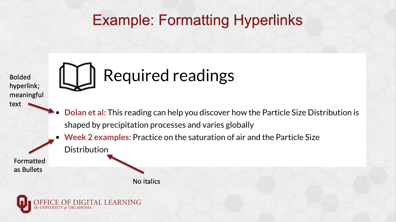 accessible reading examples