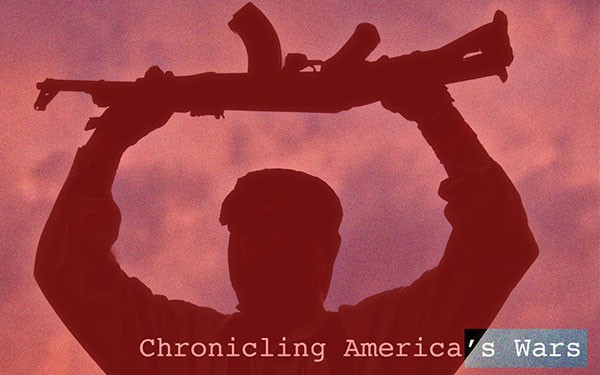 Chronicling America's Wars poster with a man raising a gun