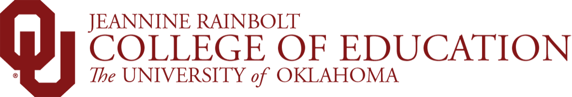 Interlocking OU, Jeannine Rainbolt College of Education, The University of Oklahoma website wordmark