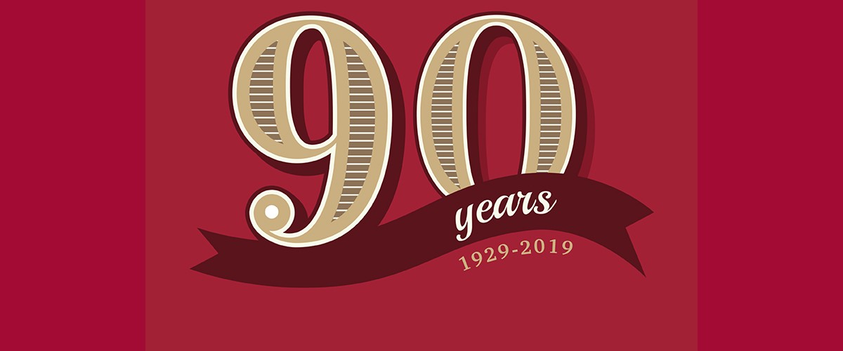 90th anniversary logo 90 Years 1929-2019