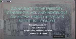 Intro slide of talk on centering Black and Indigenous Oklahoma history