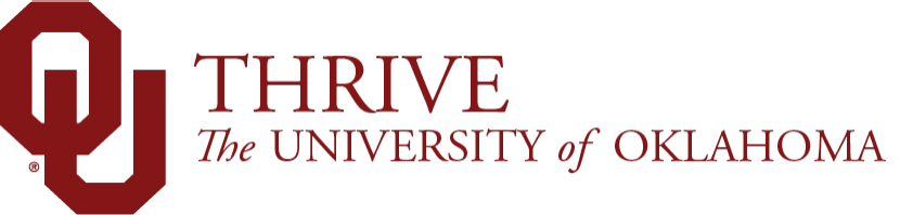 Interlocking O U, Thrive, The University of Oklahoma website wordmark.