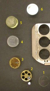 Six different 1-inch diameter samples.