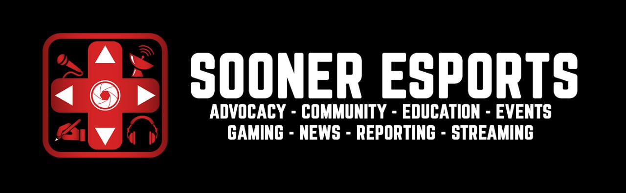 Sooner Esports logo for advocacy, community, education, events, gaming, news, reporting, and streaming.
