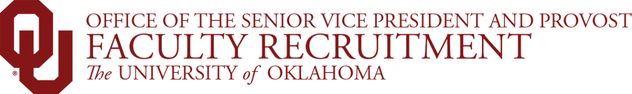 Interlocking OU, Office of the Senior Vice President and Provost, Faculty Recruitment, The University of Oklahoma website wordmark.