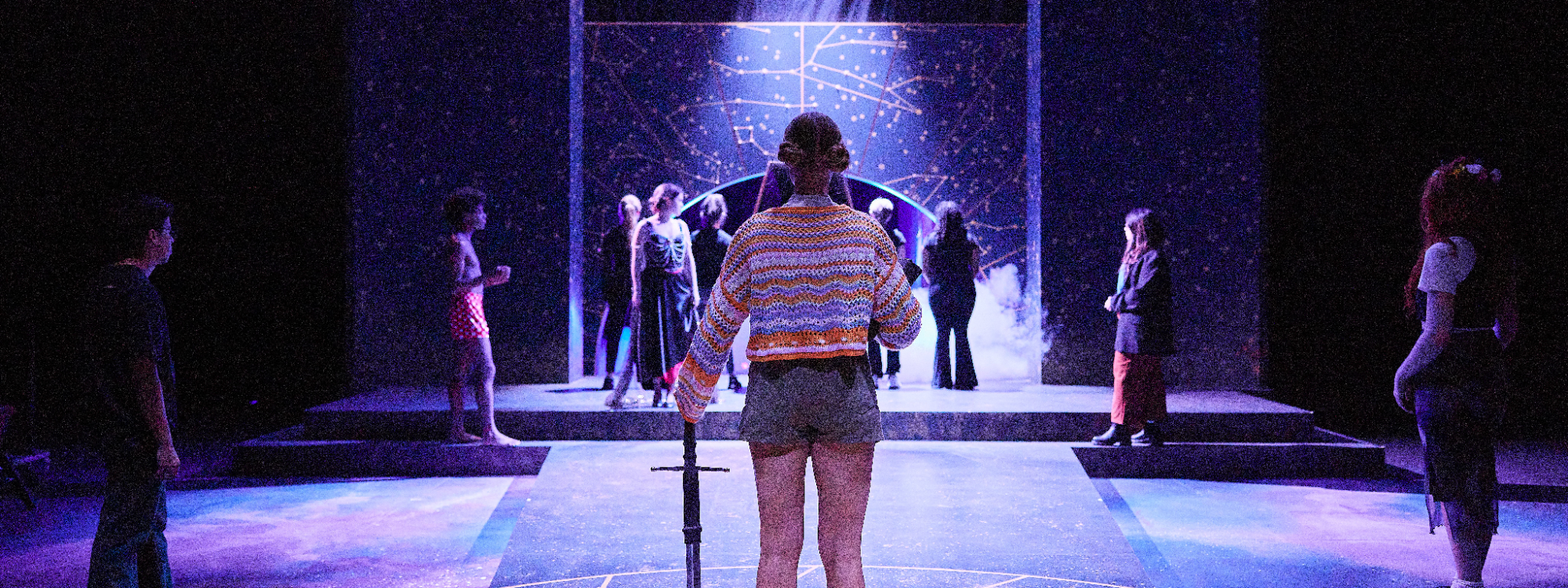 An ensemble of drama students performing "Everybody"