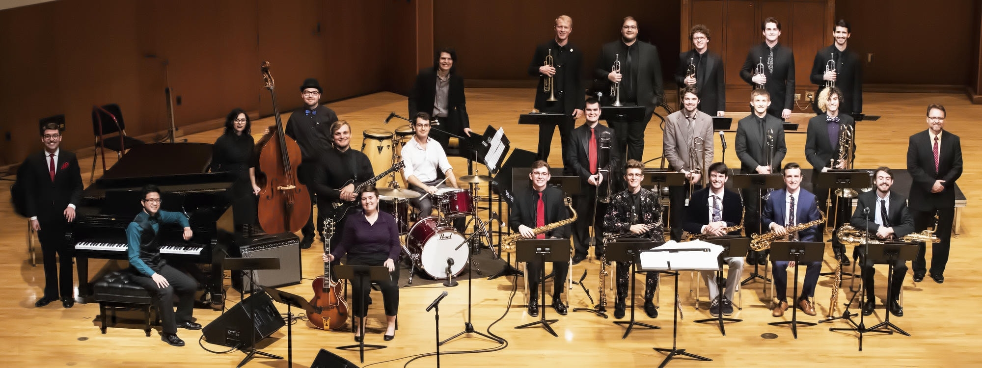 OU Jazz O posed in Sharp Hall.