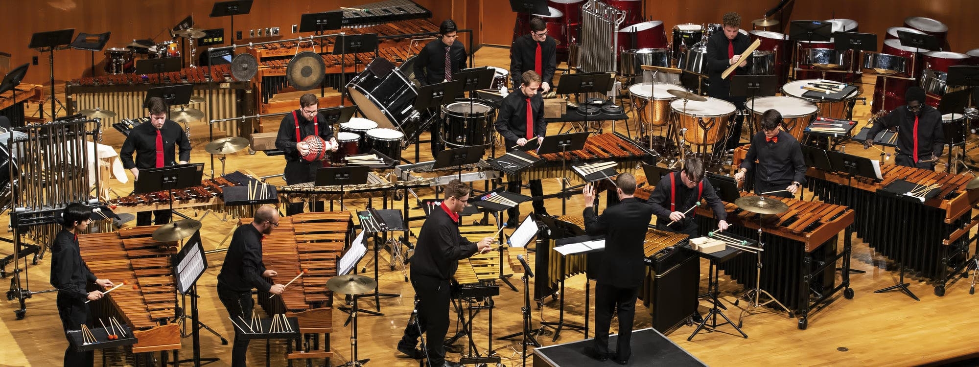OU Percussion orchestra performance in Sharp Hall.