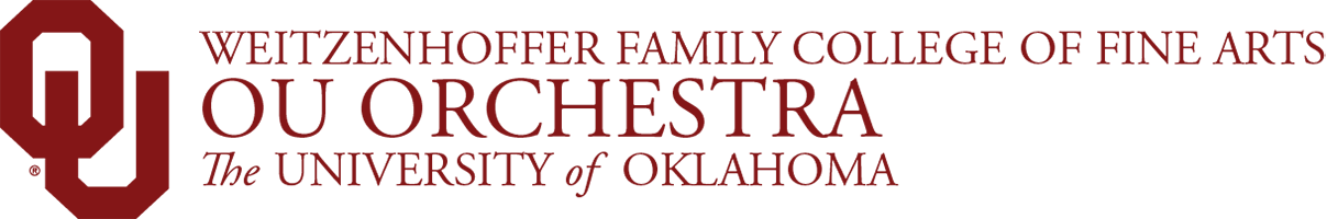 Interlocking OU, Weitzenhoffer Family College of Fine Arts, O U Orchestra, The University of Oklahoma website wordmark.