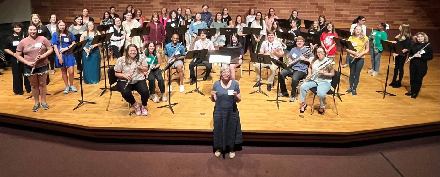 2025 Flute Quest group photo in Pitman Hall.
