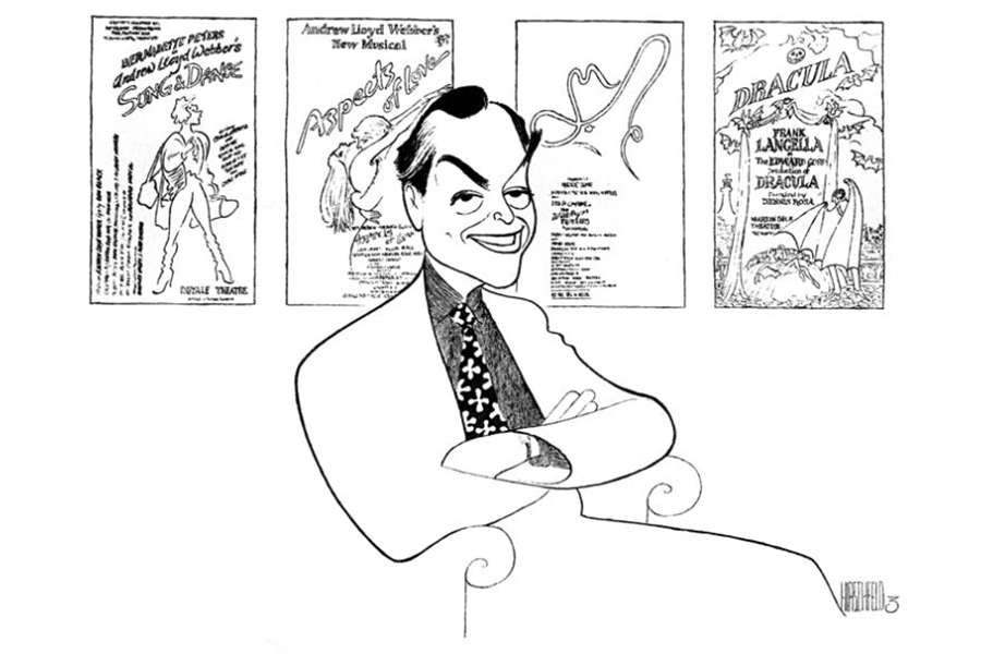 Max Weitzenhoffer in a characterized cartoon drawn by Al Hirschfeld.