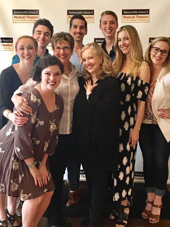 Five-time Tony Award winning director and choreographer Susan Stroman and Broadway dancer and former Rockette Brittany Marcin Maschmeyer are pictured with students as part of their artist in residence with OU Musical Theatre.