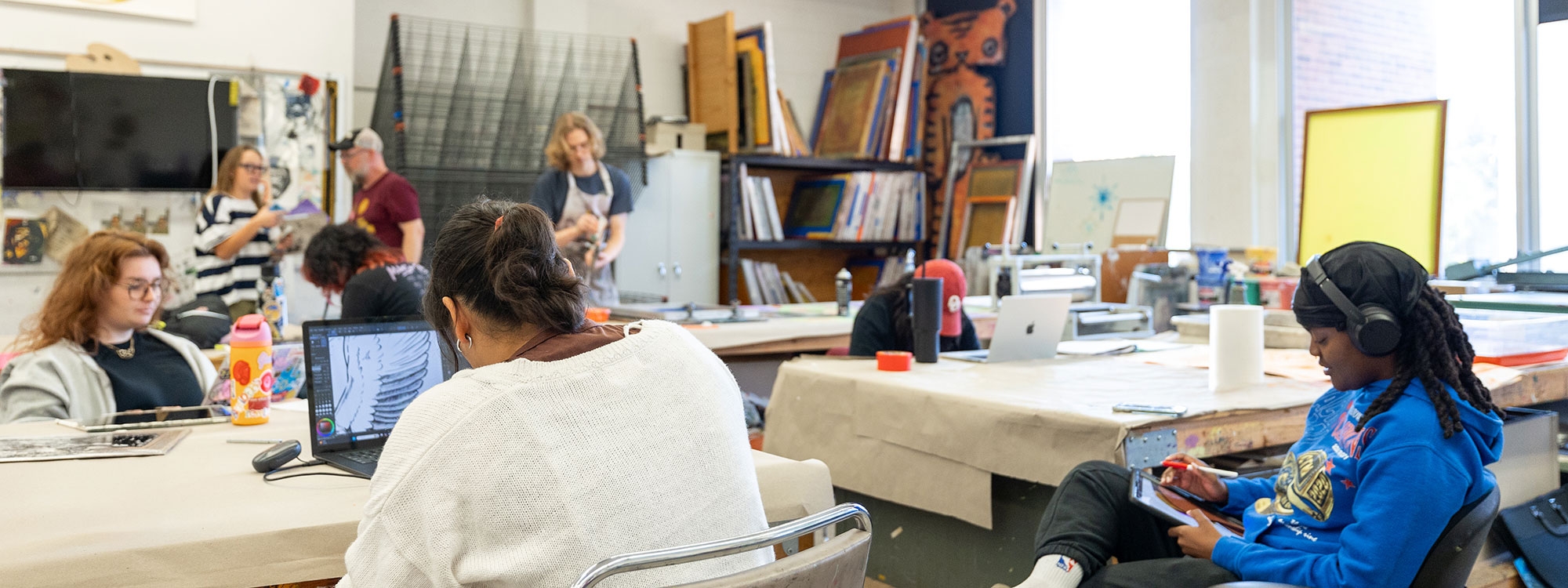 Students working in studio.