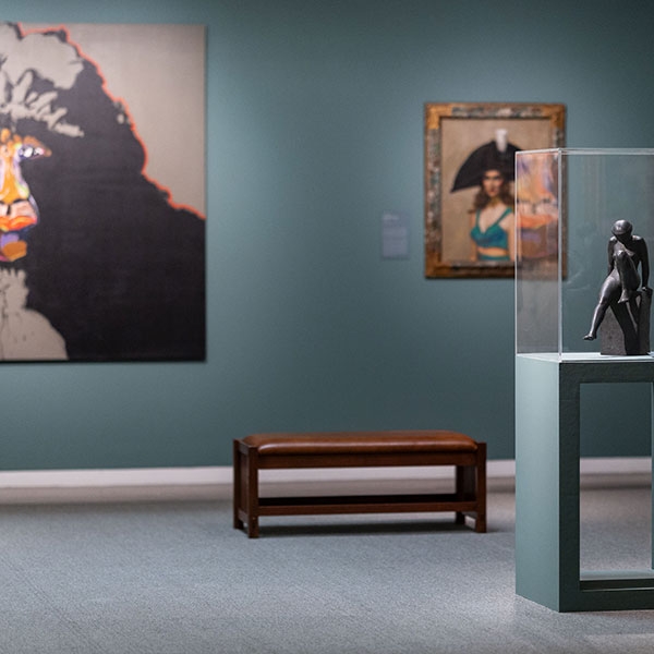Works of art displayed in the Lester Gallery.