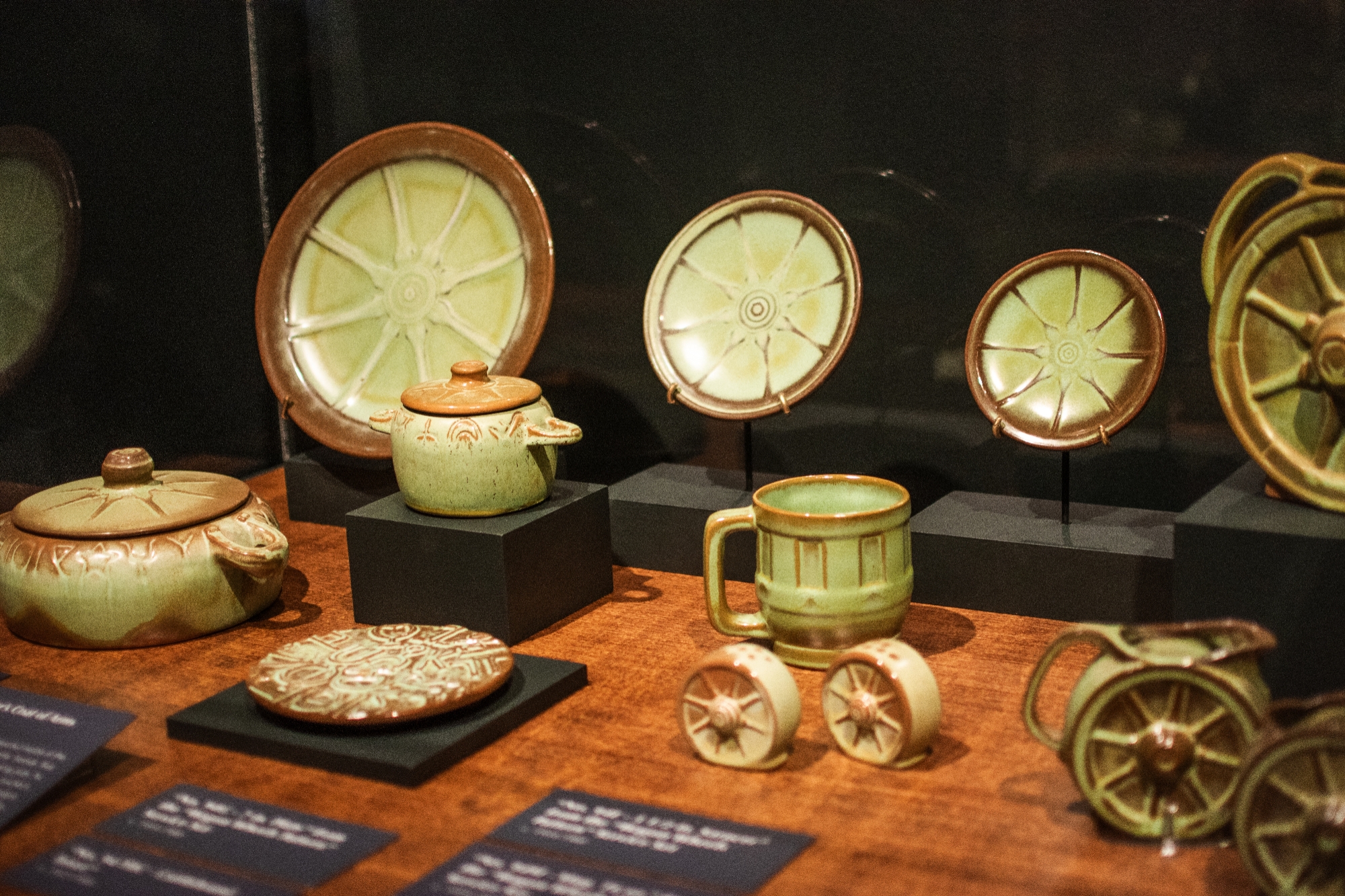 Frankoma Pottery pieces in Wagon Wheels pattern