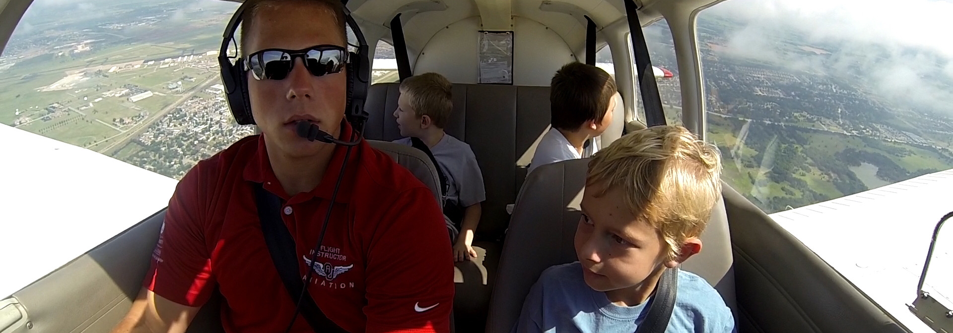 A group of children participate in a discovery flight