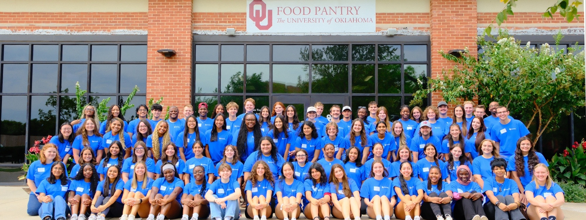 Group photo of the Food Pantry Student Team outside of the Food Pantry.