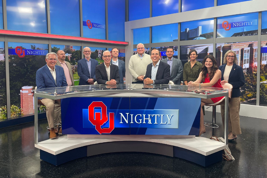 Studio A in Gaylord Hall with representatives from Gaylord College and Griffin Media