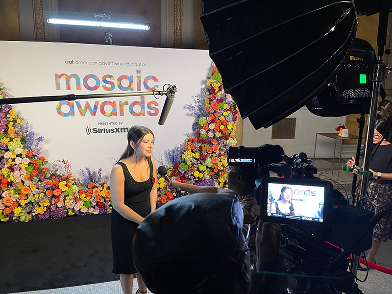 Maddie being interviewed during Mosaic Awards ceremony.