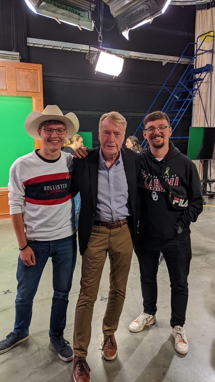Harry and Adam with Mike Boettcher in Gaylord Hall studio.