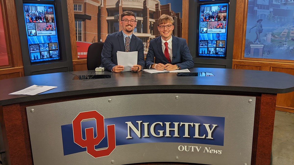 Harry and Adam at OU Nightly desk.