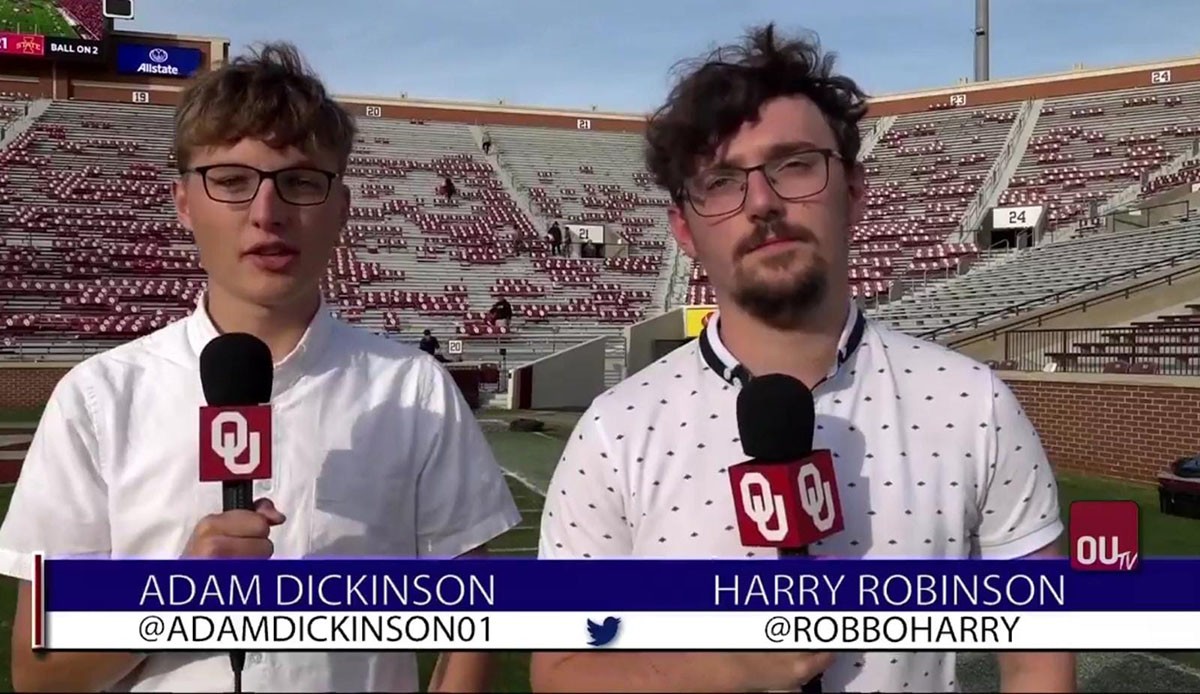 Harry and Adam reporting from OU football field.
