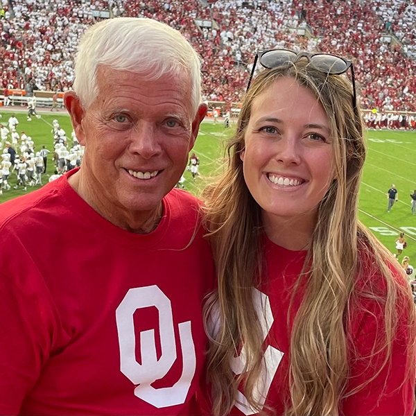 John Admire and his daughter at an OU football game