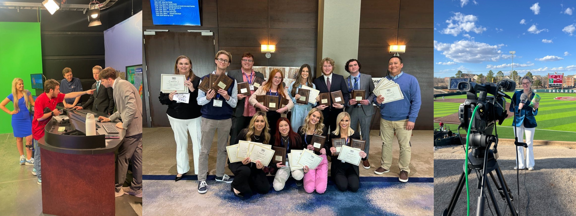 Banner image of OU Nightly reporters on set and on the scene.