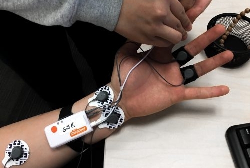 Participant connected to GSR shimmer.