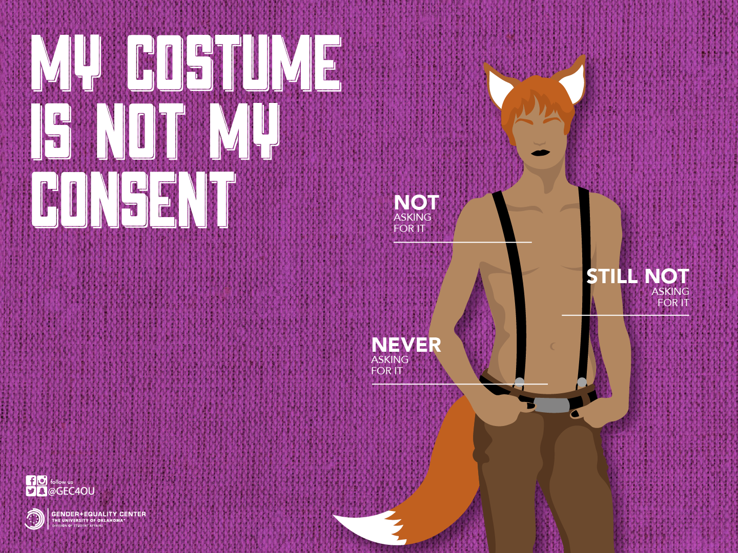 Illustration of a red-headed person wearing a revealing fox costume. 
