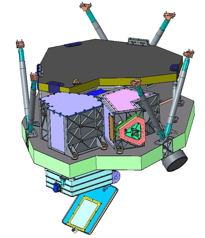 A digital rendering of the GeoCarb instrument from a side view.
