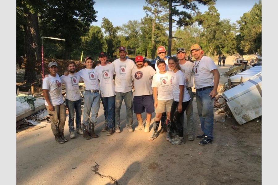 O U students after helping with hurricane relief efforts in Houston.