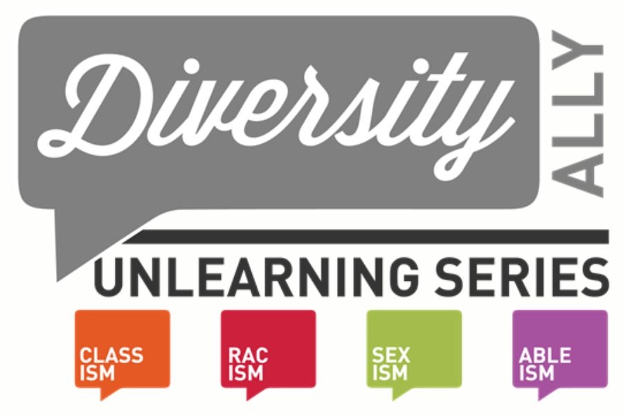 Diversity Ally Unlearning Series graphic with classism racism sexism ableism blocks