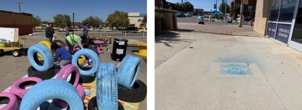 Materials being reused for the plaza workshop.