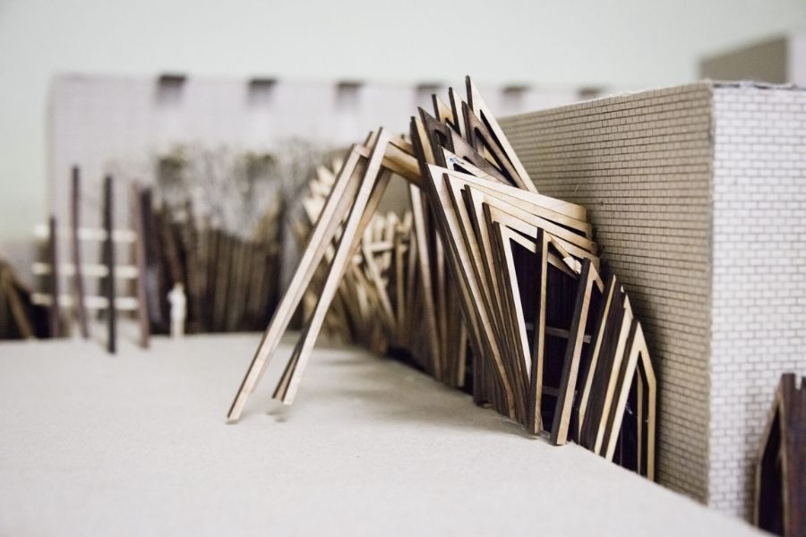 Up close picture of architectural model examlpe of framing projection.