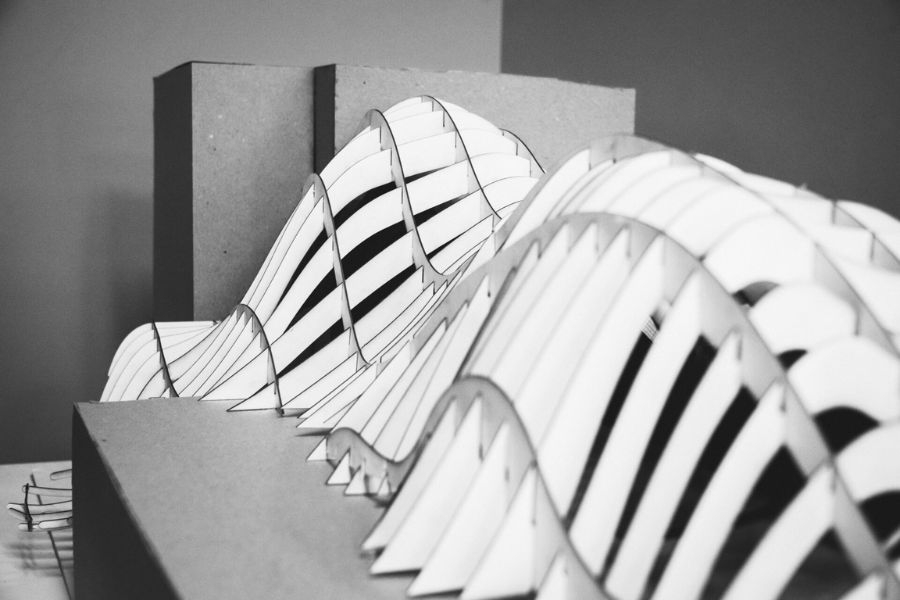 Close up sepia picture of a different architectural framing model project.