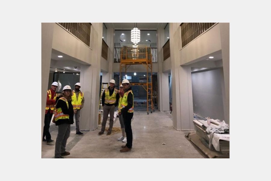 Students touring the construction site.