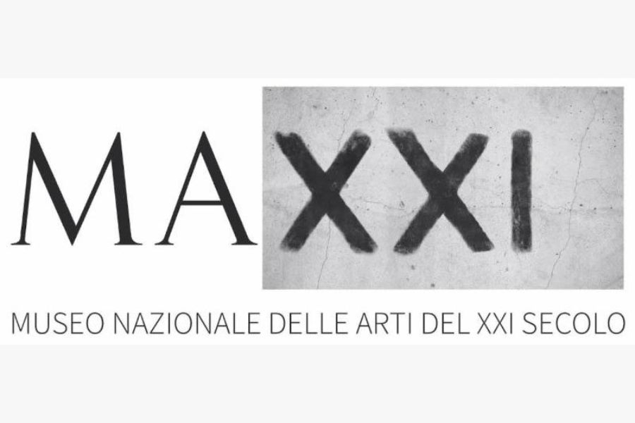 Digital banner with the letters M A X X I which stands for museuo nazionale delle arti del x x i secolo