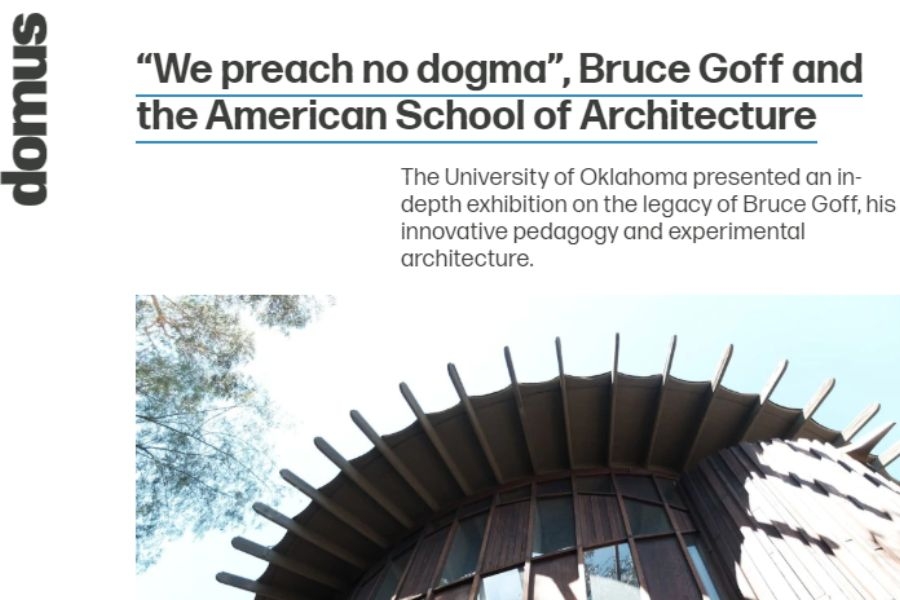 Picture of the Domus magazine article with the title and subtitle of the article with architectural feature image.