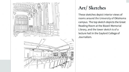 Architectural sketches from Hofmann's portfolio titled Art and Sketches. 