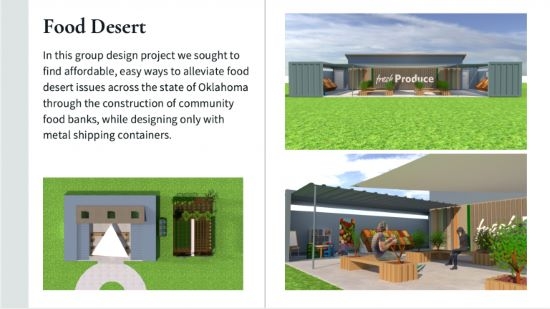 Digitally rendered design project titled Food Desert.