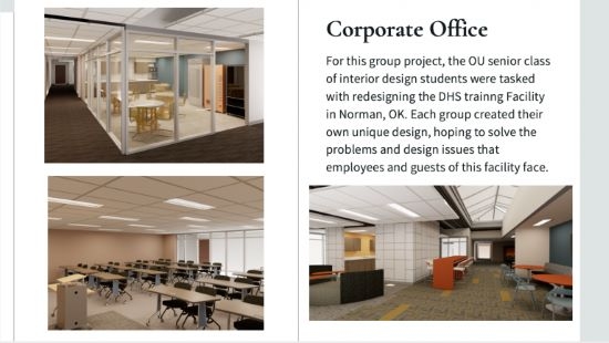 Interior design rendering titled Corporate Office.